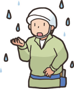 外壁塗装中の雨